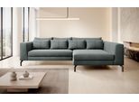 Ecksofa HOME AFFAIRE "Cross, mit softem Sitz, L-Form, wendbare Zierkissen, Breite 284 cm", grau (schwarzgrau), B:284cm H:82cm T:172cm, 100% Polyester, Sofas, Ecksofa, Couch mit vielen Kissen, stylische Kreuznaht, elegante Metallfüße