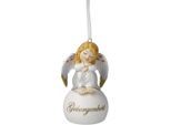 Dekofigur GOEBEL "Engel Engelglöckchen Geborgenheit", gold (bunt), B:5cm H:9cm T:5,5cm, Biskuitporzellan, Dekofiguren, Dekofigur, 5,5 x 5 x 9 cm