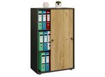 Aktenschrank VCM "Büroschrank Aktenschrank Schiebetüren Lona 3fach", braun (anthrazit, honig, eiche), B:70cm T:40cm, Obermaterial: 100% Holz Wood., Schränke, Aktenschrank