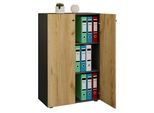 Aktenschrank VCM "Büroschrank Bücher Ordner Aktenschrank Lona 3fach", braun (anthrazit, honig, eiche), B:70cm T:40cm, Obermaterial: 100% Holz Wood., Schränke, Aktenschrank