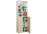 Aktenschrank VCM "Büroschrank Regal Ordner Aktenschrank Lona 6fach", braun (weiß, sonoma, eiche), B:70cm T:40cm, Obermaterial: 100% Holz Wood., Schränke, Aktenschrank