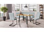 Eckbankgruppe OTTO HOME "Oliver", blau (hellblau (castello 8624), schwarz), B:180cm H:89cm T:140cm, 92% PES, 8% Naylon, Sitzmöbel-Sets, Eckbankgruppe, Eckbank mit Wellenunterfederung im Sitz, Tisch Massiv Eiche