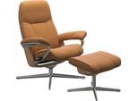 Relaxsessel STRESSLESS "Consul", braun (new caramel), B:91cm H:102cm T:79cm, Sessel, Relaxsessel, mit Cross Base, Größe S, M & L, Holzakzent Eiche, in 2 Bezugsqualitäten lieferbar