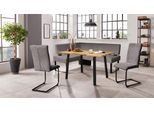 Eckbankgruppe OTTO HOME "Oliver", grau (dunkelgrau (castello 8629), schwarz), B:180cm H:89cm T:140cm, 92% PES, 8% Naylon, Sitzmöbel-Sets, Eckbankgruppe, Eckbank mit Wellenunterfederung im Sitz, Tisch Massiv Eiche