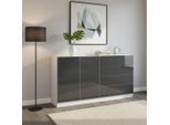 Kommode BORCHARDT MÖBEL "Vaasa", grau (weiß, graphit hochglanz), B:152cm H:79cm T:35cm, Holzwerkstoff, Sideboards, Kommode
