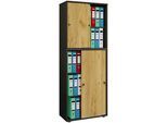 Aktenschrank VCM "Büroschrank Aktenschrank Schiebetüren Lona 5fach", braun (anthrazit, honig, eiche), B:70cm T:37cm, Obermaterial: 100% Holz Wood., Schränke, Aktenschrank