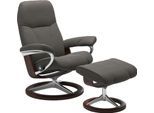 Relaxsessel STRESSLESS "Consul", grau (metal grau paloma), B:82cm H:102cm T:72cm, Leder BATICK: BATICK ist ein leicht korrigiertes, durchgefärbtes und genarbtes Möbelleder, bei dem die meisten Unebenheiten und Spuren in der Regel entfernt wurden.;Leder PALOMA: PALOMA ist ein durchgefärbtes Semianilin-Möbelleder mit natürlicher Narbung.;ROHLEDER Stoff Q2 FARON: Ein fester zuverlässiger Bouclé mit e