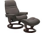 Relaxsessel STRESSLESS "Sunrise", grau (metal grau paloma), B:75cm H:100cm T:73cm, Leder BATICK: BATICK ist ein leicht korrigiertes, durchgefärbtes und genarbtes Möbelleder, bei dem die meisten Unebenheiten und Spuren in der Regel entfernt wurden.;Leder PALOMA: PALOMA ist ein durchgefärbtes Semianilin-Möbelleder mit natürlicher Narbung.;ROHLEDER Stoff Q2 FARON: Ein fester zuverlässiger Bouclé mit