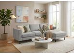 Ecksofa HOME AFFAIRE "Booster II, whlw. mit Schlaffunktion & Bettkasten, Fuß schwarz", grau (opal grau), B:232cm H:83cm T:161cm, 88% Polyester, 12% Nylon, Sofas, Ecksofa, Recamiere beidseitig montierbar,L-Form, in Cord & Struktur LEO o. LINO