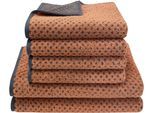 Handtuch Set DYCKHOFF "Golden Shades Rhombus", braun (kupferfarben), 6 Stk., Walkfrottier, Walkfrottier, Obermaterial: 100% Baumwolle, Handtuch-Sets, Handtuch Set, Kuschelig weich; 4 Handtücher (50x100cm), 2 Duschtücher (70x140cm)