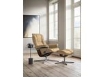 Relaxsessel STRESSLESS "Mayfair", beige (sand paloma), B:92cm H:103cm T:79cm, Leder PALOMA: PALOMA ist ein durchgefärbtes Semianilin-Möbelleder mit natürlicher Narbung., Sessel, Relaxsessel, mit Cross Base, Größe S, M & L, Holzakzent Braun