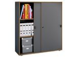 Aktenschrank VCM "Büroschrank Aktenschrank Schiebetüren Salia 3fach", schwarz (anthrazit), B:100cm T:37cm, Obermaterial: 100% Holz Wood., Schränke, Aktenschrank