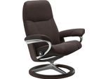 Relaxsessel STRESSLESS "Consul", braun (chocolate paloma), B:91cm H:102cm T:79cm, Leder BATICK: BATICK ist ein leicht korrigiertes, durchgefärbtes und genarbtes Möbelleder, bei dem die meisten Unebenheiten und Spuren in der Regel entfernt wurden.;Leder PALOMA: PALOMA ist ein durchgefärbtes Semianilin-Möbelleder mit natürlicher Narbung.;ROHLEDER Stoff Q2 FARON: Ein fester zuverlässiger Bouclé mit e