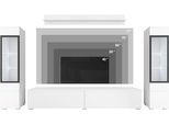 Wohnwand HOME AFFAIRE "VERA II", beige (beton smart, weiß hochglanz), B:260cm H:130cm T:33cm, Kastenmöbel-Sets, Wohnwand, Vitrine mit Verglasung, stehend und hängend, inklusive Beleuchtung