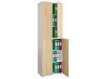 Aktenschrank VCM "Büroschrank Bücher Ordner Aktenschrank Lona 6fach", braun (weiß, sonoma, eiche), B:70cm T:40cm, Obermaterial: 100% Holz Wood., Schränke, Aktenschrank