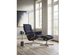 Relaxsessel STRESSLESS "Mayfair", blau (oxford blau paloma), B:83cm H:102cm T:74cm, Leder PALOMA: PALOMA ist ein durchgefärbtes Semianilin-Möbelleder mit natürlicher Narbung., Sessel, Relaxsessel, mit Cross Base, Größe S, M & L, Holzakzent Braun