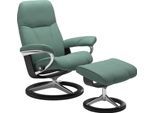 Relaxsessel STRESSLESS "Consul", grün (aqua grün paloma), B:78cm H:97cm T:70cm, Leder BATICK: BATICK ist ein leicht korrigiertes, durchgefärbtes und genarbtes Möbelleder, bei dem die meisten Unebenheiten und Spuren in der Regel entfernt wurden.;Leder PALOMA: PALOMA ist ein durchgefärbtes Semianilin-Möbelleder mit natürlicher Narbung.;ROHLEDER Stoff Q2 FARON: Ein fester zuverlässiger Bouclé mit ein