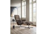 Relaxsessel STRESSLESS "Mayfair", braun (mole batick), B:79cm H:102cm T:73cm, Leder BATICK: BATICK ist ein leicht korrigiertes, durchgefärbtes und genarbtes Möbelleder, bei dem die meisten Unebenheiten und Spuren in der Regel entfernt wurden., Sessel, Relaxsessel, mit Cross Base, Größe S, M & L, Holzakzent Braun