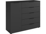 Kommode "Kommode Sideboard Schubladen Türenkommode SERINA eleganter Eyecatcher", schwarz (schwarz, schwarz mattglas), B:120cm H:100cm T:42cm, Holzwerkstoff, LEGER HOME BY LENA GERCKE, Sideboards, Kommode, mit 5 Schubkästen und 1 Tür sowie Metallgriffen MADE IN GERMANY