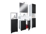 Badmöbel-Set VCM "4-tlg. Badmöbel Set Komplett Badschrank Flandu II", schwarz (weiß, schwarz), B:122cm T:30cm, Obermaterial: 100% Holz Wood., Schränke, Badmöbel-Set