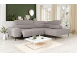 Ecksofa COTTA "Theo L-Form, B: 298 cm", grau (stone), B:298cm T:222cm, 100% Polyester (PES), Sofas, Ecksofa, mit Kopfteilverstellung, optional Sitztiefenverstellung