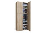 Schuhschrank VCM "XXL Holz Großer Schuhschrank Schuhkommode Lona 9", braun (sonoma, eiche (sägerau)), B:70cm T:40cm, Obermaterial: 100% Holz Wood., Schränke, Schuhschrank