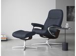 Relaxsessel STRESSLESS "Consul", blau (oxford blau paloma), B:78cm H:97cm T:70cm, Leder PALOMA: PALOMA ist ein durchgefärbtes Semianilin-Möbelleder mit natürlicher Narbung., Sessel, Relaxsessel, mit Cross Base, Größe S, M & L, Holzakzent Braun
