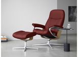 Relaxsessel STRESSLESS "Consul", rot (cherry paloma), B:78cm H:97cm T:70cm, Leder PALOMA: PALOMA ist ein durchgefärbtes Semianilin-Möbelleder mit natürlicher Narbung., Sessel, Relaxsessel, mit Cross Base, Größe S, M & L, Holzakzent Eiche, in 2 Bezugsqualitäten lieferbar