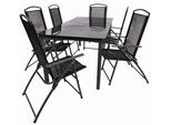 Garten-Essgruppe VCM "7-tlg Sitzgruppe Gartenmöbel Tisch Stühle Set 189S", schwarz, B:189cm T:90cm, Obermaterial: 100% Metall MT., Sitzmöbel-Sets, Garten-Essgruppe