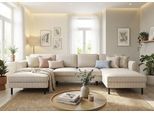 Wohnlandschaft HOME AFFAIRE "Booster II, whlw. mit Schlaffunktion & Bettkasten, Fuß schwarz", beige (cannoli cream), B:305cm H:83cm T:161cm, 88% Polyester, 12% Nylon, Sofas, Wohnlandschaft, Sofa in U-Form, Breite 305 cm, in Cord oder Struktur LEO o. LINO
