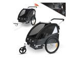 KESSER® Kinderanhänger Fahrradanhänger Sport-RX 2 in 1 Joggerfunktion Kinderfahrradanhänger + 5-Punkt Sicherheitsgurt 360°-Vorderrad Jogger Buggy Fahrrad Anhänger für 1 bis 2 Kinder max. 40kg
