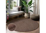 Hochflor-Teppich SANAT "LOCA", braun (dunkelbraun), H:30mm Ø:200cm, Kunstfaser, Teppiche, Wohnzimmer, Langflor, Shaggy, Schlafzimmer