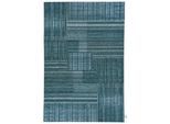 Teppich TOM TAILOR HOME "Stripy Pat", blau (türkis), B:140cm H:5mm L:200cm, Baumwolle, Kunstfaser, Teppiche, Teppich, Flachgewebe, modernes Patchworkdesign, gestreift, Chenille, Wohnzimmer