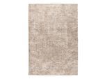 Teppich OBSESSION "My Bella 239", beige (creme), B:140cm H:13mm L:200cm, Polyester, Teppiche, Teppich, modernes abstraktes Design, Hoch-Tief Effekt, mit Fransen