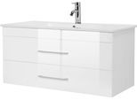 Waschtisch WELLTIME "Florenz", weiß (weiß, weiß), B:100cm H:50cm T:46cm, MDF, Waschtische, Waschtisch, Waschplatz mit 2 Auszügen und Softclose Breite 100cm