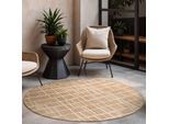 Teppich TED BAKER "Crouch, Wendeteppich", jute weiß, H:8mm Ø:160cm, Polypropylen, Teppiche, Teppich, Designteppich, Wetterfest, Pflegeleicht, Modern, Wohnzimmer, Terrasse