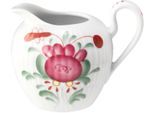 Milchkännchen SELTMANN WEIDEN "Amina Ostfriesenrose", rot, weiß, grün, B:7,4cm H:7,5cm Ø:9,6cm, Porzellan, Kannen, Kleines Kännchen, Kanne mit Relief