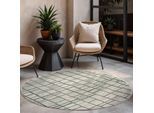 Teppich TED BAKER "Crouch, Wendeteppich", grün weiß, H:8mm Ø:200cm, Polypropylen, Teppiche, Teppich, Designteppich, Wetterfest, Pflegeleicht, Modern, Wohnzimmer, Terrasse