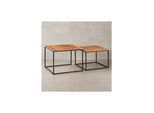 KADIMA DESIGN Industrie-Stil Wohnzimmertisch 2er Set, Holz & Metall, Quadratisch