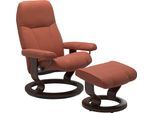 Relaxsessel STRESSLESS "Consul", rot (henna paloma), B:76cm H:100cm T:71cm, Leder BATICK: BATICK ist ein leicht korrigiertes, durchgefärbtes und genarbtes Möbelleder, bei dem die meisten Unebenheiten und Spuren in der Regel entfernt wurden.;Leder PALOMA: PALOMA ist ein durchgefärbtes Semianilin-Möbelleder mit natürlicher Narbung.;ROHLEDER Stoff Q2 FARON: Ein fester zuverlässiger Bouclé mit einem s