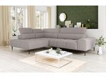 Ecksofa COTTA "Theo L-Form, B: 298 cm", grau (stone), B:298cm T:222cm, 100% Polyester (PES), Sofas, Ecksofa, mit Kopfteilverstellung, optional Sitztiefenverstellung