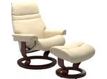 Relaxsessel STRESSLESS "Sunrise", beige (vanilla paloma), B:79cm H:103cm T:73cm, Leder BATICK: BATICK ist ein leicht korrigiertes, durchgefärbtes und genarbtes Möbelleder, bei dem die meisten Unebenheiten und Spuren in der Regel entfernt wurden.;Leder PALOMA: PALOMA ist ein durchgefärbtes Semianilin-Möbelleder mit natürlicher Narbung.;ROHLEDER Stoff Q2 FARON: Ein fester zuverlässiger Bouclé mit ei