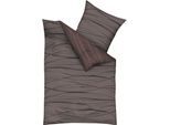 Wendebettwäsche KAEPPEL "MOTION 100% gekämmte Baumwolle", braun (braun, taupe), B/L: 135cm x 200cm, 1 Stk., 1 Stk., Mako-Satin, B/L: 80cm x 80cm, 2 Stk., Mako-Satin, Obermaterial: 100% Baumwolle, Bettwäsche, Wendebettwäsche, mit feinen Wellenlinien, Markenreißverschluss, Wendeoptik
