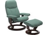 Relaxsessel STRESSLESS "Consul", grün (aqua grün paloma), B:76cm H:100cm T:71cm, Leder BATICK: BATICK ist ein leicht korrigiertes, durchgefärbtes und genarbtes Möbelleder, bei dem die meisten Unebenheiten und Spuren in der Regel entfernt wurden.;Leder PALOMA: PALOMA ist ein durchgefärbtes Semianilin-Möbelleder mit natürlicher Narbung.;ROHLEDER Stoff Q2 FARON: Ein fester zuverlässiger Bouclé mit ei