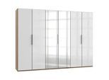 Drehtürenschrank Level 36D mit Spiegel ca. 300 cm Eiche/Weiß