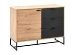 Sideboard Fosca Eichefarben/Schwarz MDF