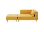 Sofa Fanny Gelb Leinenoptik mit Hocker
