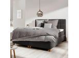 Boxspringbett Jerry Grau ca. 180x200 cm mit Topper