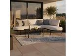 Loungegarnitur Charlotta Creme Metall/Outdoorstoff +Abdeckung