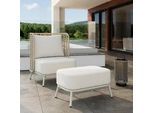 Gartensessel Iska Creme Outdoorstoff/Metall +Abdeckung